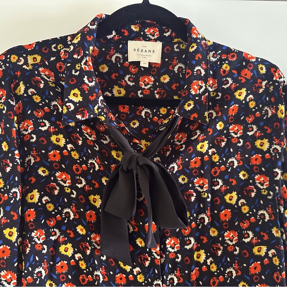Floral Sézane blouse with pussybow